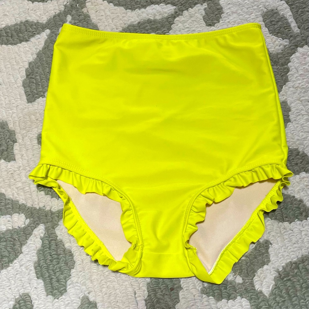 Kortni Jeane High Waist Swim Bottoms. Girls size 8Y, Pre-owned, lime green.